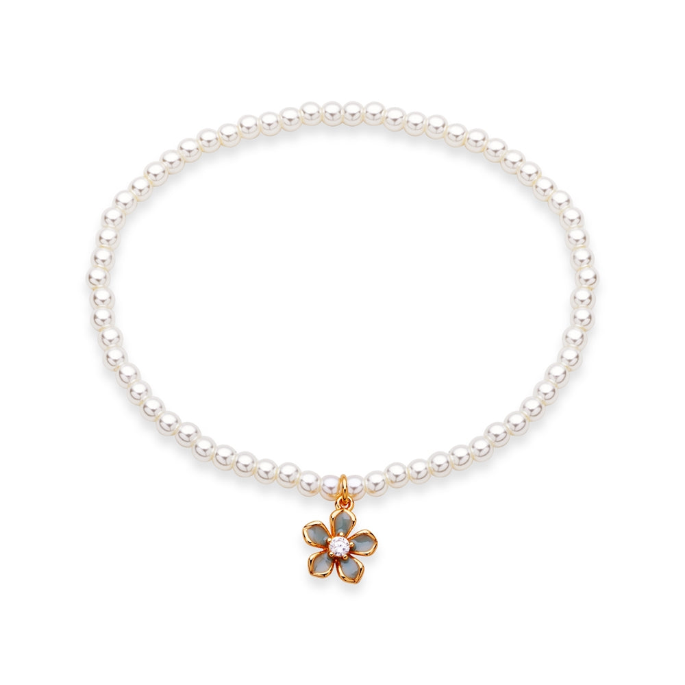 August Woods Gold Green Floral Pearl Bracelet