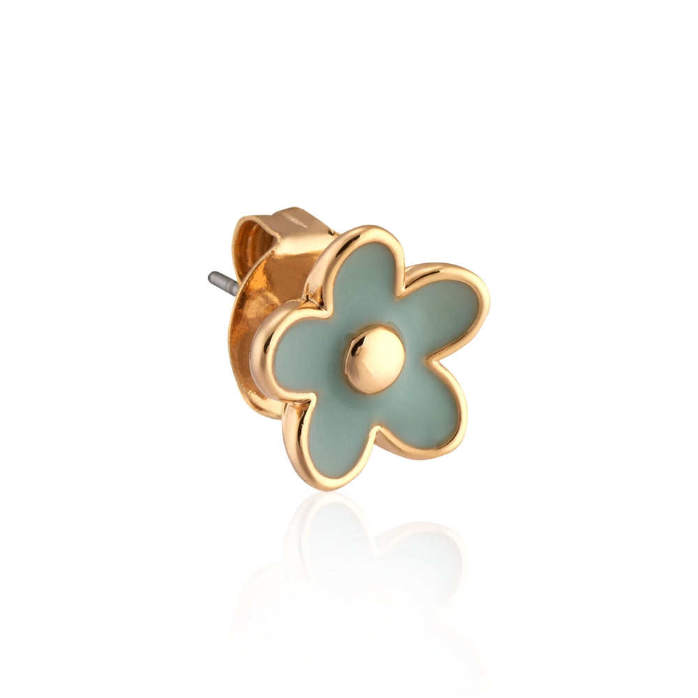 August Woods Gold Green Floral Stud Earrings