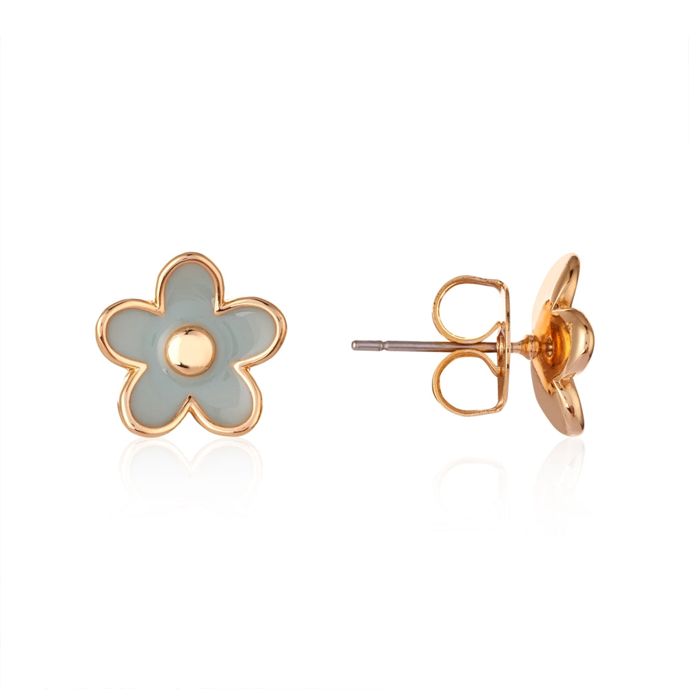 August Woods Gold Green Floral Stud Earrings