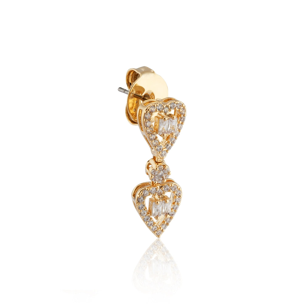 August Woods Gold Halo Drop Heart Earrings