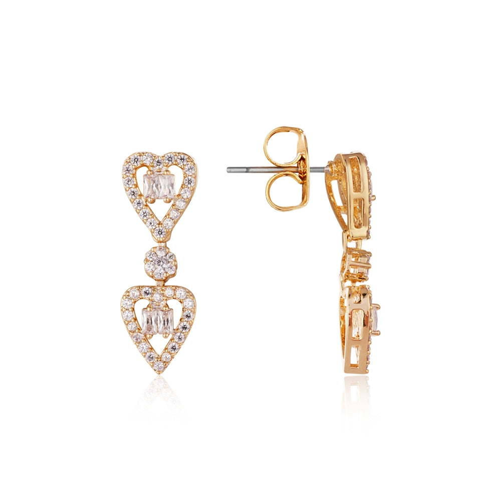 August Woods Gold Halo Drop Heart Earrings