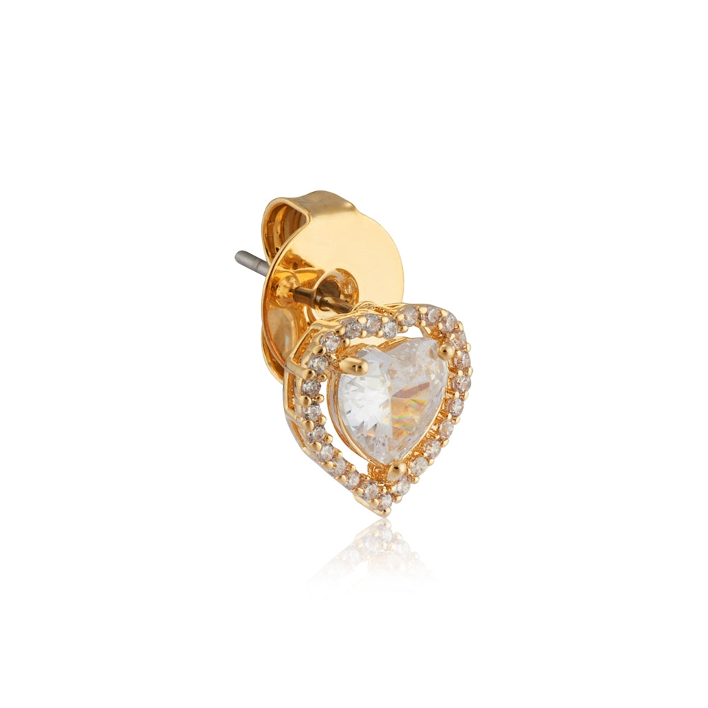 August Woods Gold Halo Heart Stud Earrings
