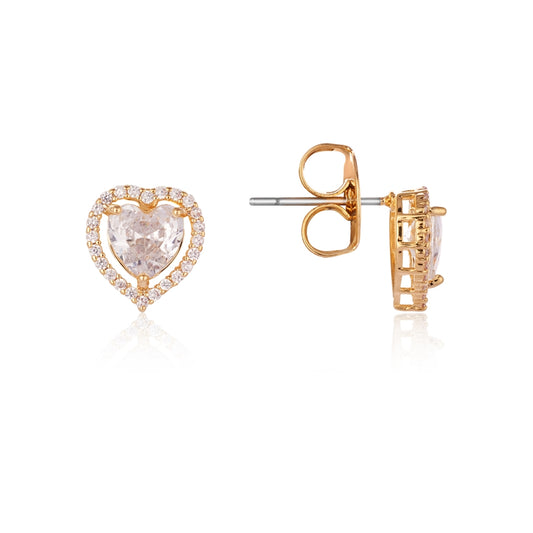 August Woods Gold Halo Heart Stud Earrings