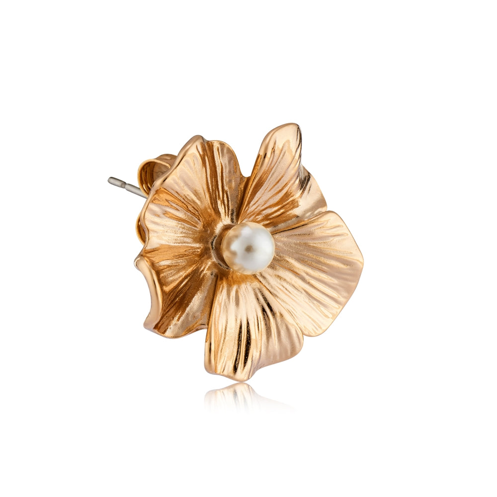 August Woods Gold Large Floral Stud Earrings