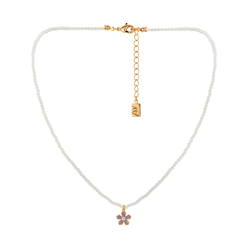 August Woods Gold Lilac Floral Pearl Necklace