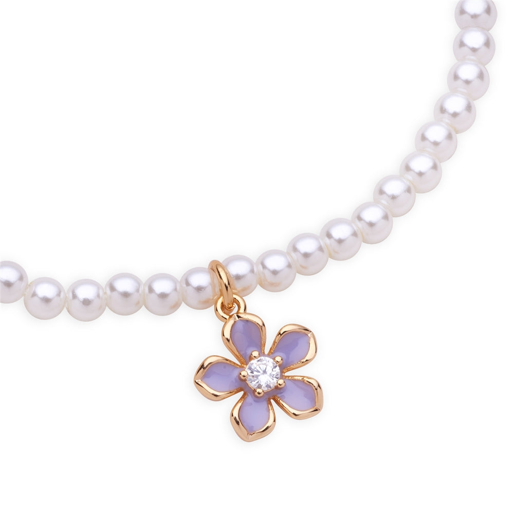 August Woods Gold Lilac Floral Pearl Bracelet