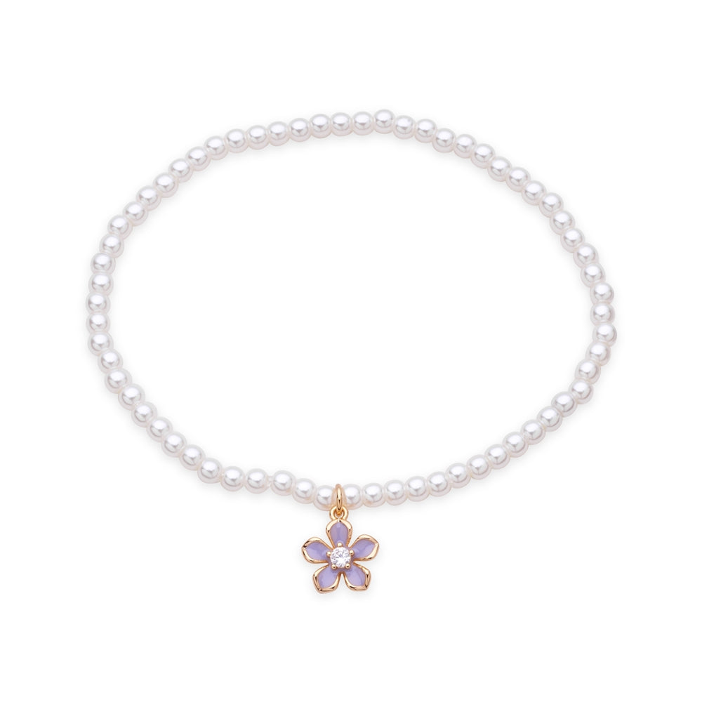 August Woods Gold Lilac Floral Pearl Bracelet