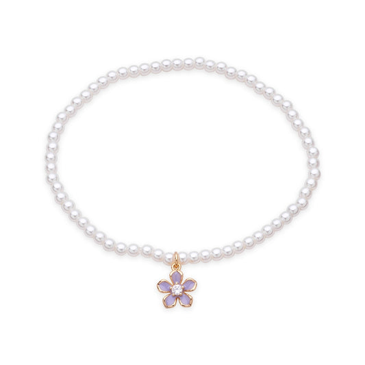 August Woods Gold Lilac Floral Pearl Bracelet
