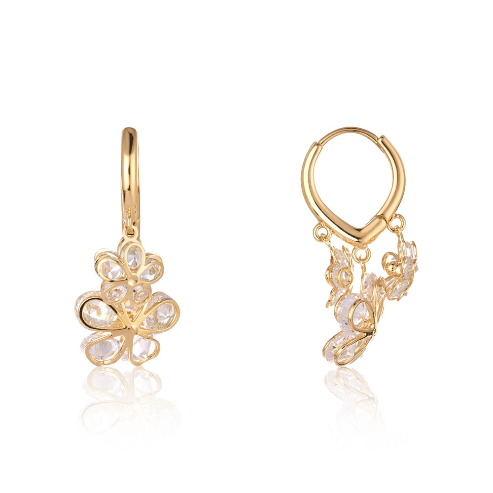 August Woods Gold Triple Floral Drop Earrings