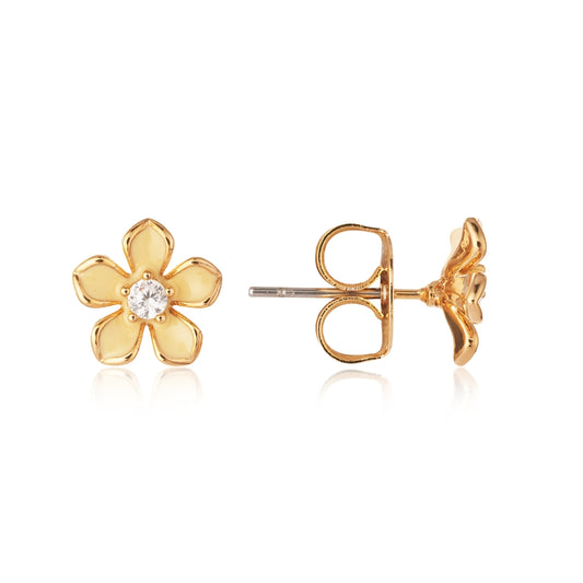 August Woods Gold Yellow Floral Stud Earrings