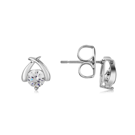 August Woods Silver Cross Sparkle Stud Earrings