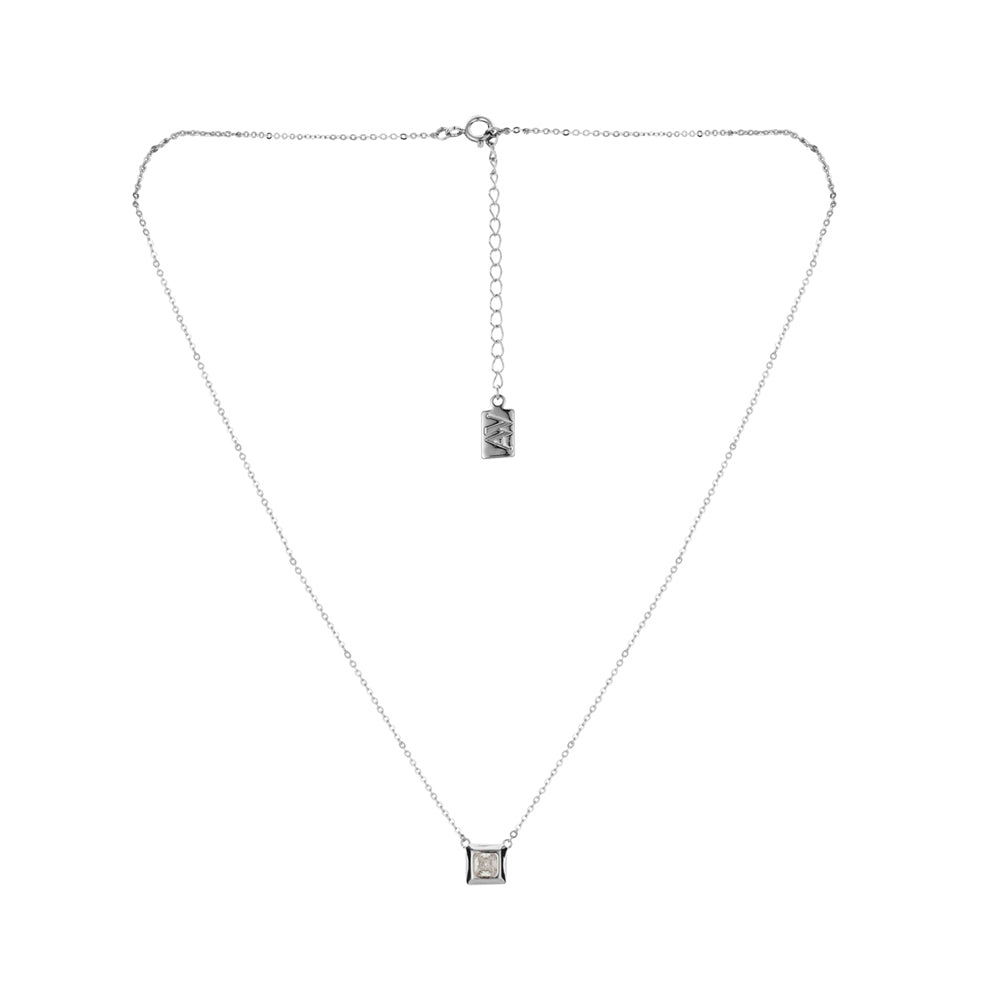 August Woods Silver Square Sparkle Necklace