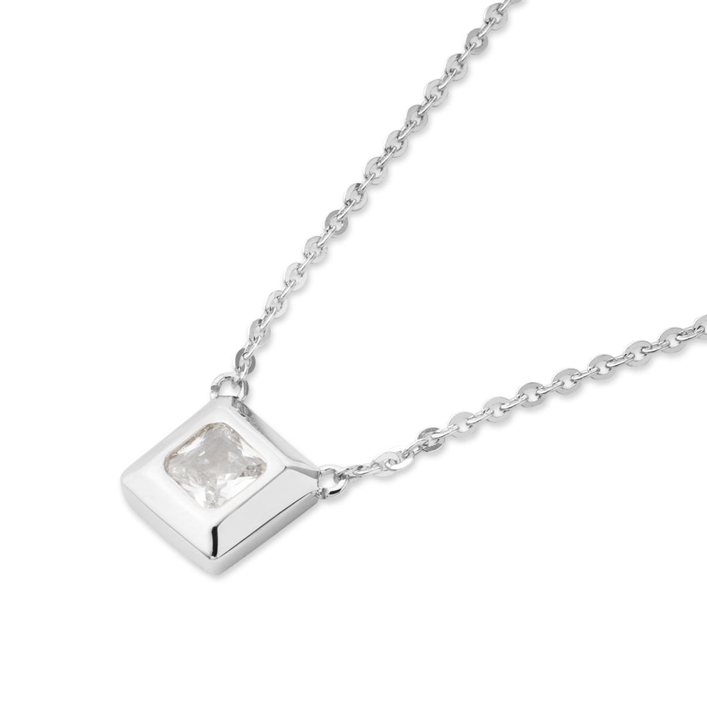 August Woods Silver Square Sparkle Necklace