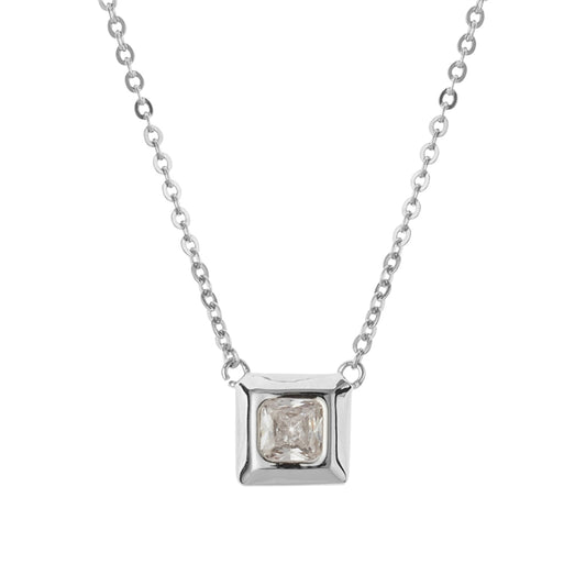 August Woods Silver Square Sparkle Necklace
