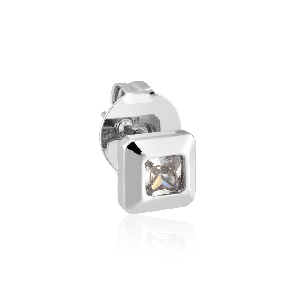 August Woods Silver Square Sparkle Stud Earrings