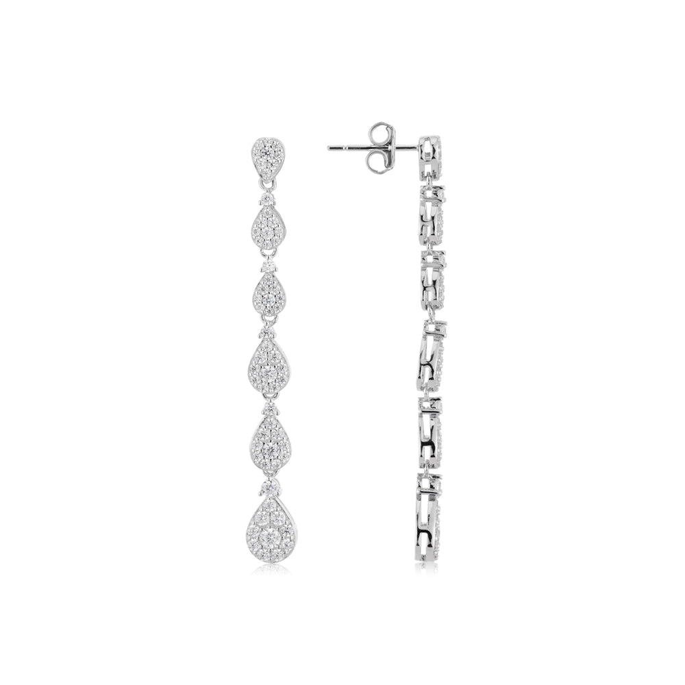 Argento Silver Crystal Teardrop Drop Earrings