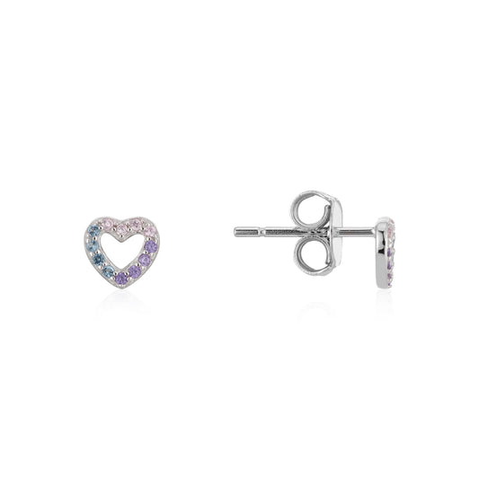 Argento Kids Multi Crystal Heart Earrings
