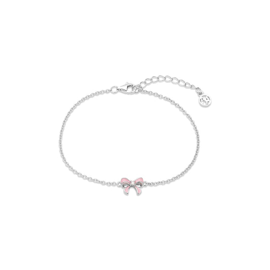 Argento Kids Pink Enamel Bow Bracelet