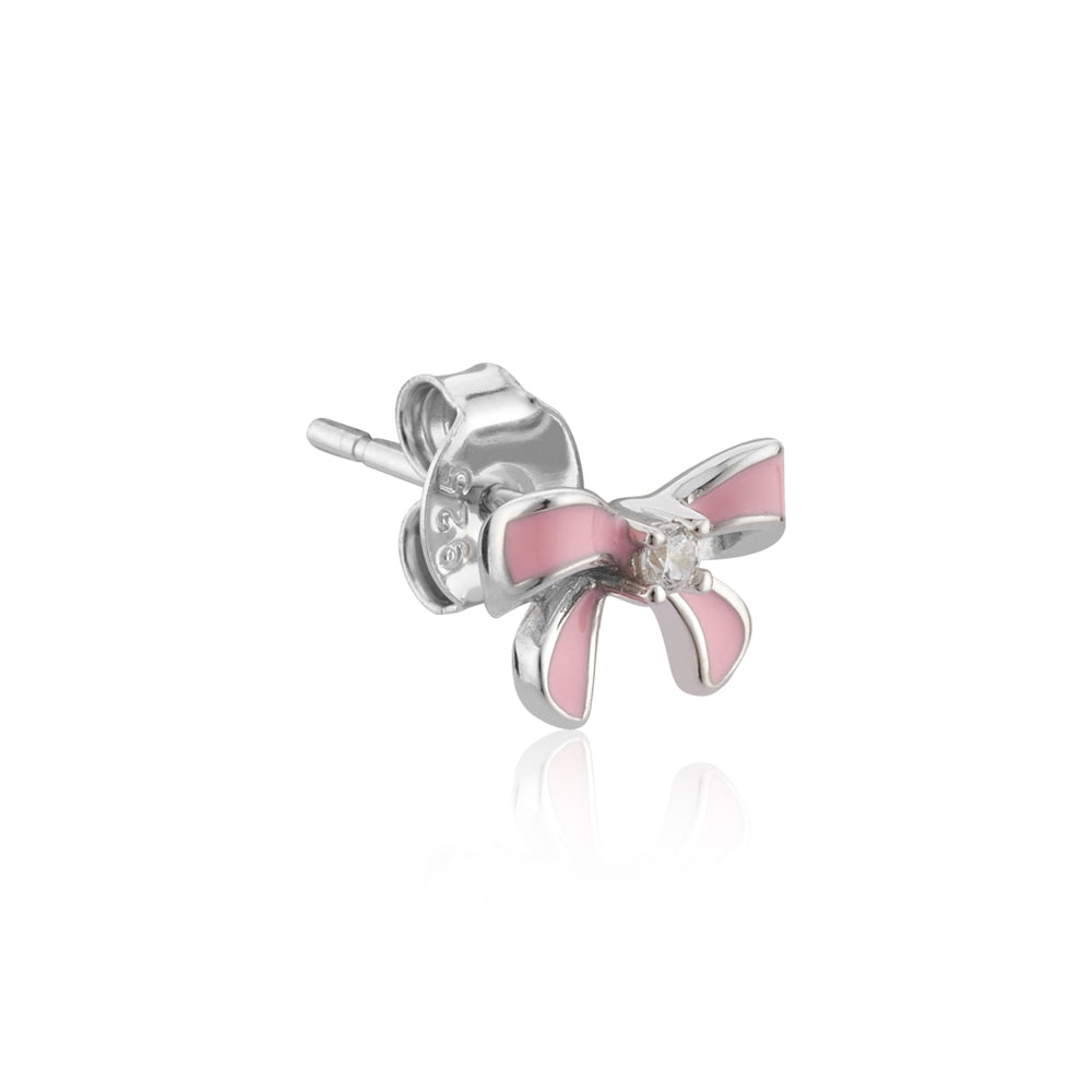 Argento Kids Pink Enamel Bow Earrings