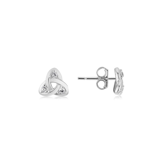 Argento Silver Crystal Celtic Knot Stud Earrings