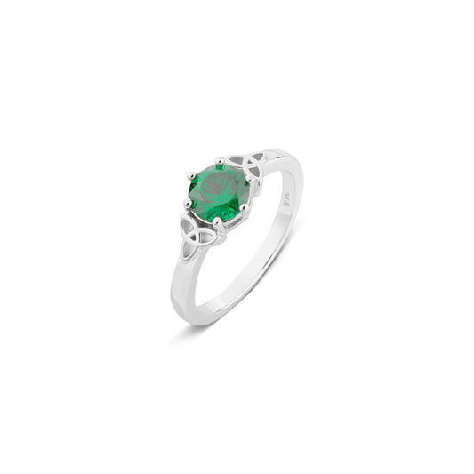 Argento Silver Emerald Celtic Ring