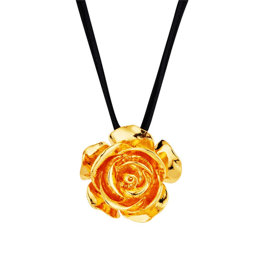 August Woods Gold and Black Cord Floral Statement Necklace