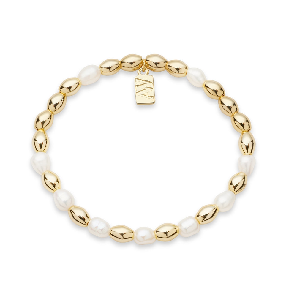 August Woods Gold Beaded Pearl Bracelet