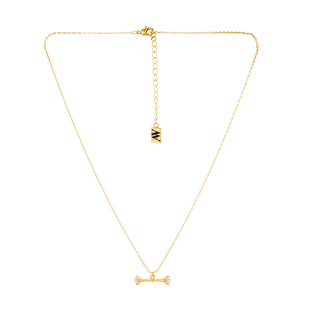 August Woods Gold Pearl End T-Bar Necklace