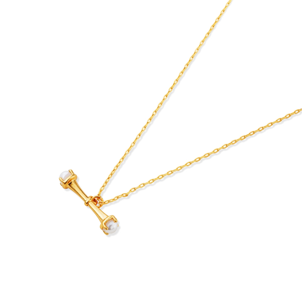 August Woods Gold Pearl End T-Bar Necklace