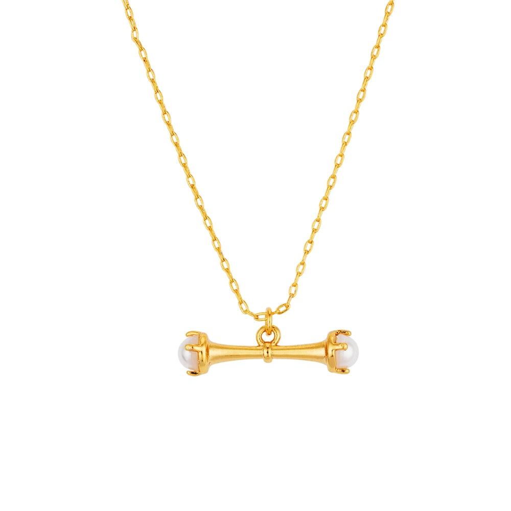August Woods Gold Pearl End T-Bar Necklace