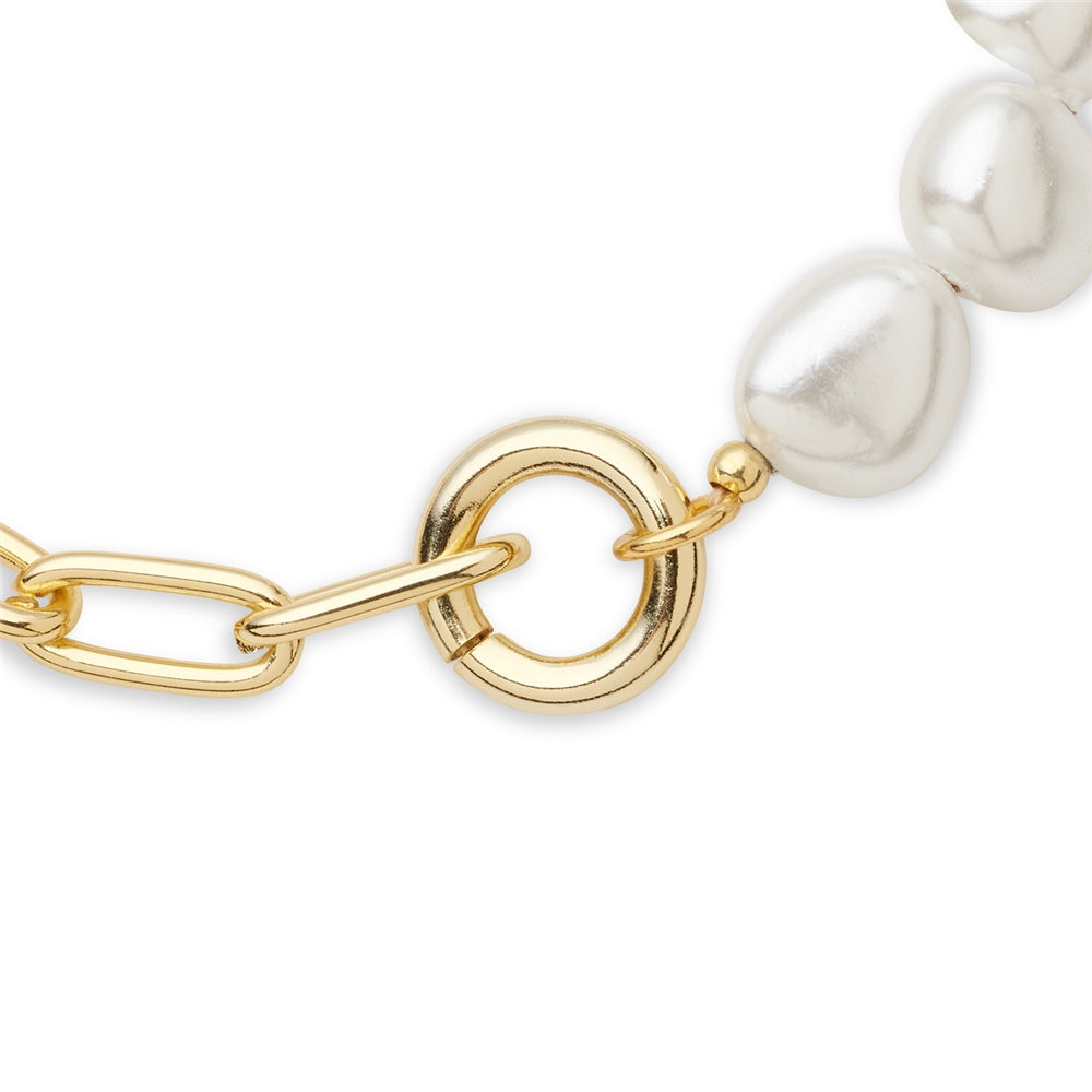 August Woods Gold Half Chain Pearl Bracelet