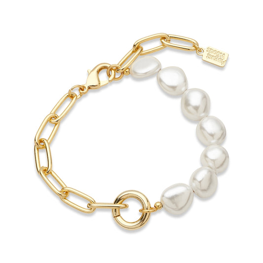 August Woods Gold Half Chain Pearl Bracelet