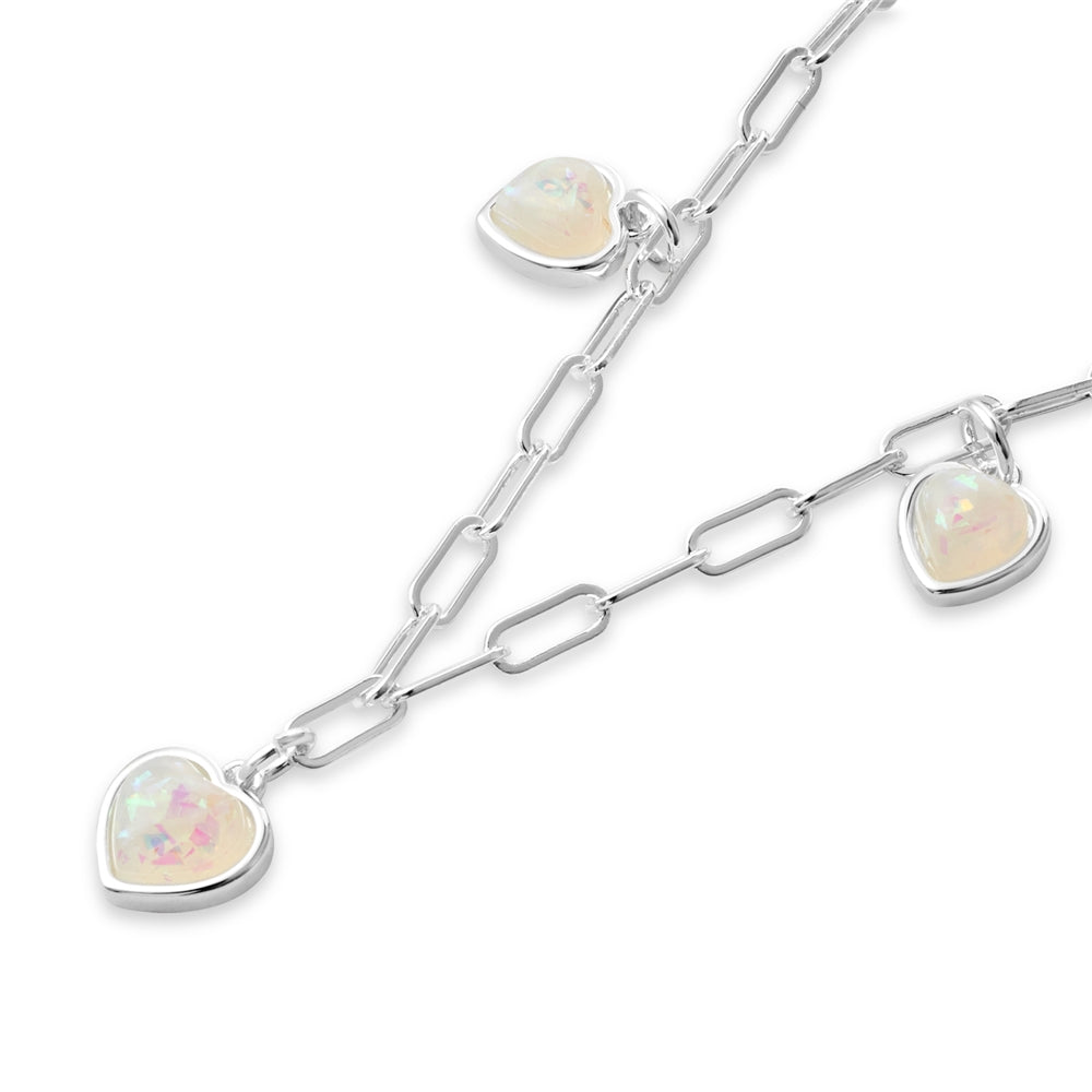 August Woods Silver Charm Opal Heart Necklace