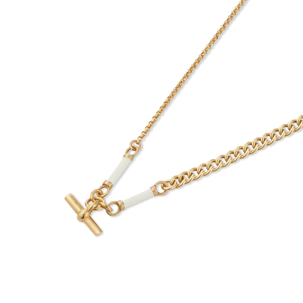 Argento Gold Enamel Cream T-Bar Necklace