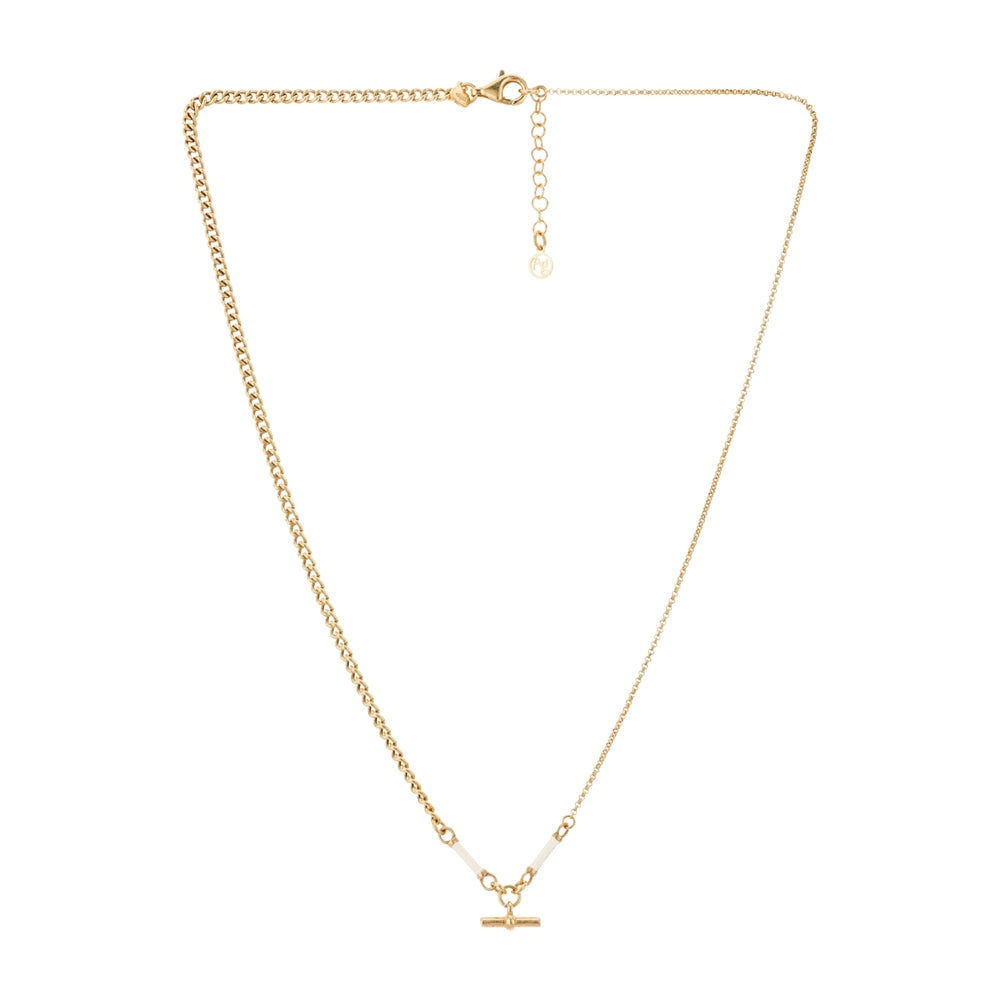 Argento Gold Enamel Cream T-Bar Necklace