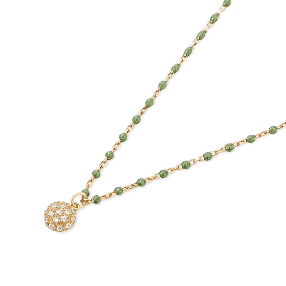 Argento Gold Green Beaded Ball Statement Necklace