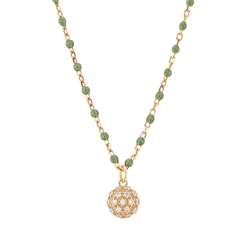 Argento Gold Green Beaded Ball Statement Necklace