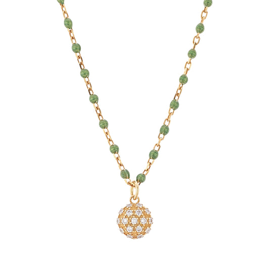 Argento Gold Green Beaded Ball Statement Necklace