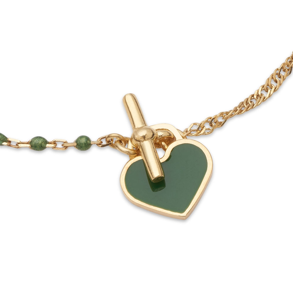 Argento Gold Green Beaded Heart Bracelet