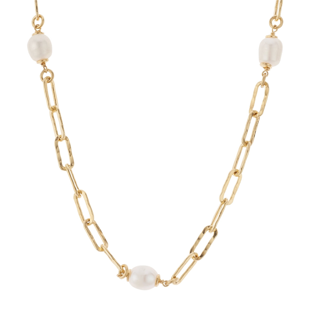 Argento Gold Multi Pearl Chain Statement Necklace