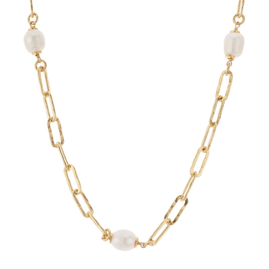 Argento Gold Multi Pearl Chain Statement Necklace