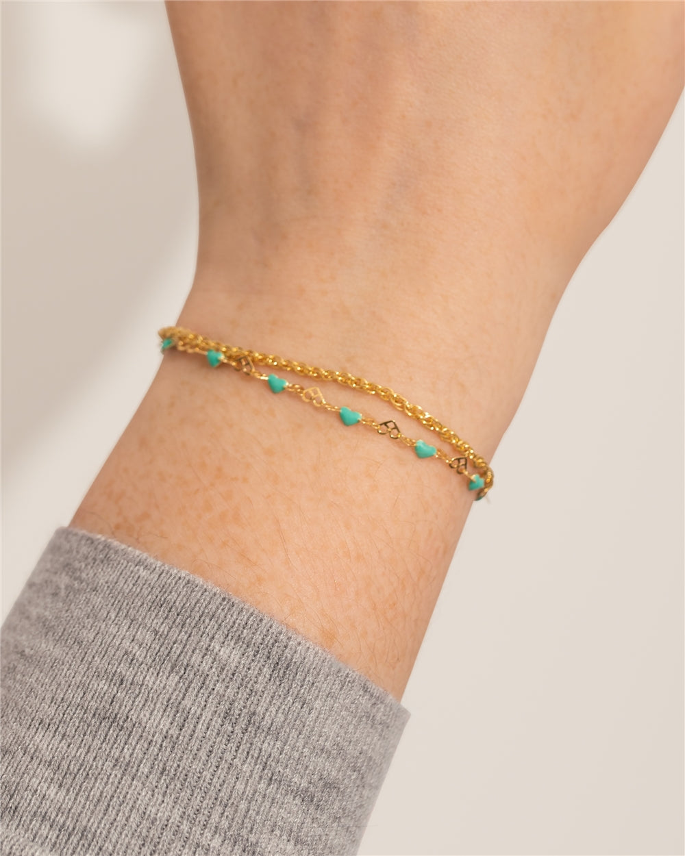 Argento Gold Turquoise Heart Chain Bracelet