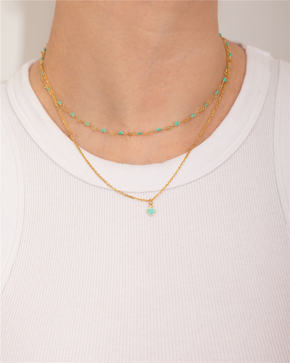 Argento Gold Turquoise Heart Chain Necklace