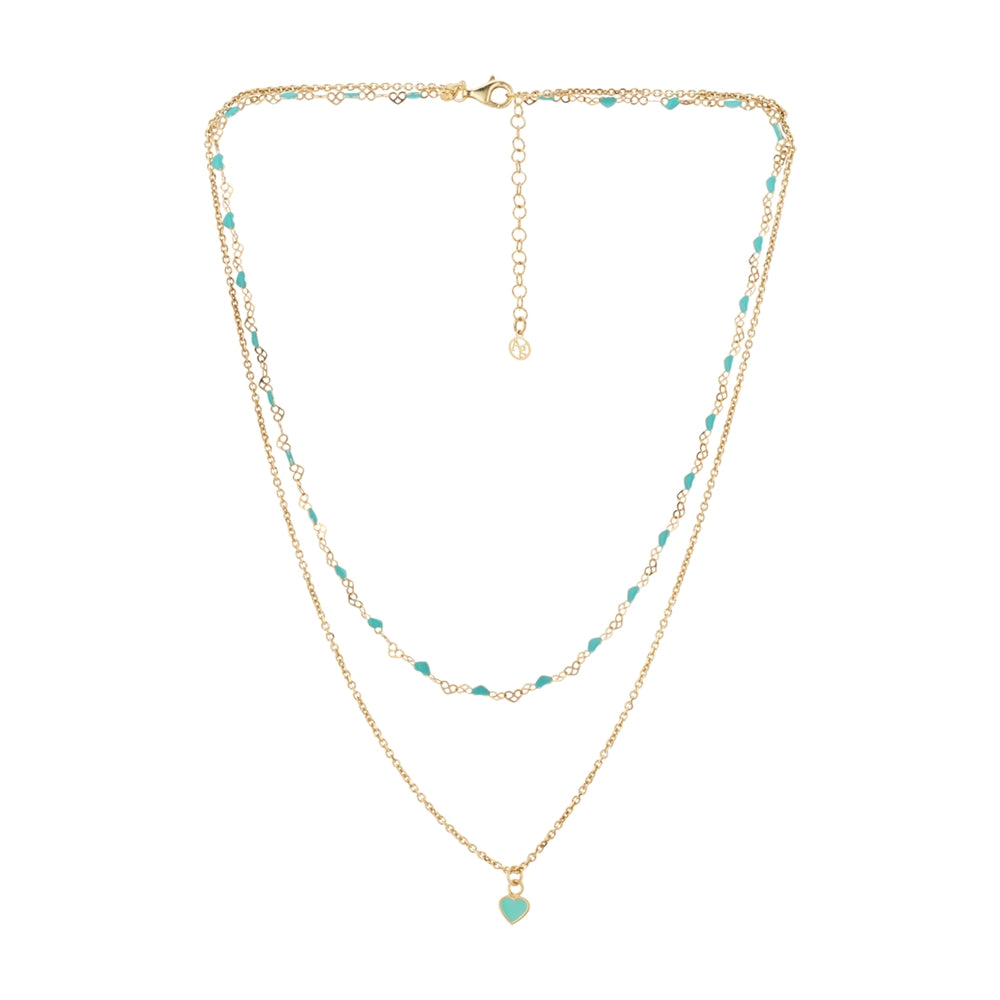 Argento Gold Turquoise Heart Chain Necklace
