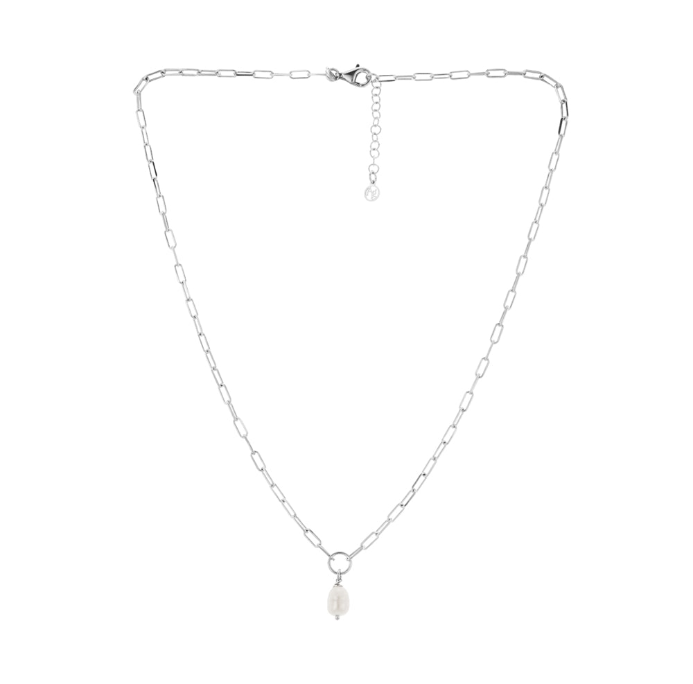 Argento Silver Single Pearl Chain Necklace