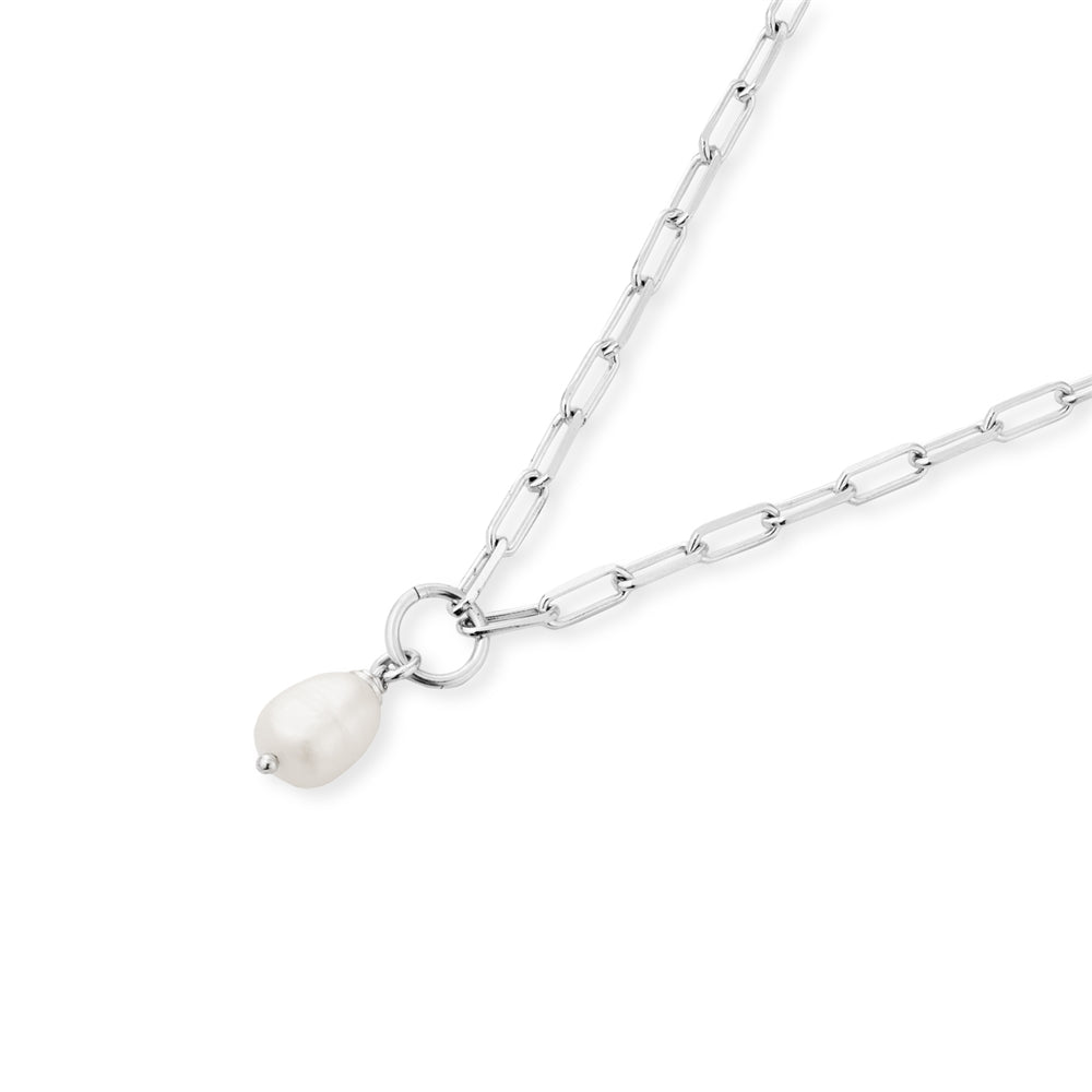 Argento Silver Single Pearl Chain Necklace
