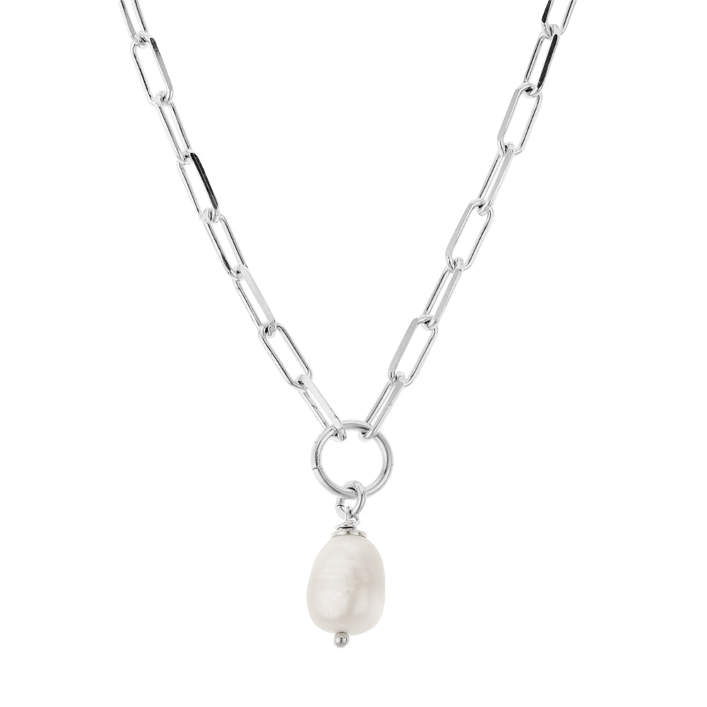Argento Silver Single Pearl Chain Necklace