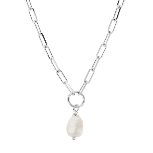 Argento Silver Single Pearl Chain Necklace