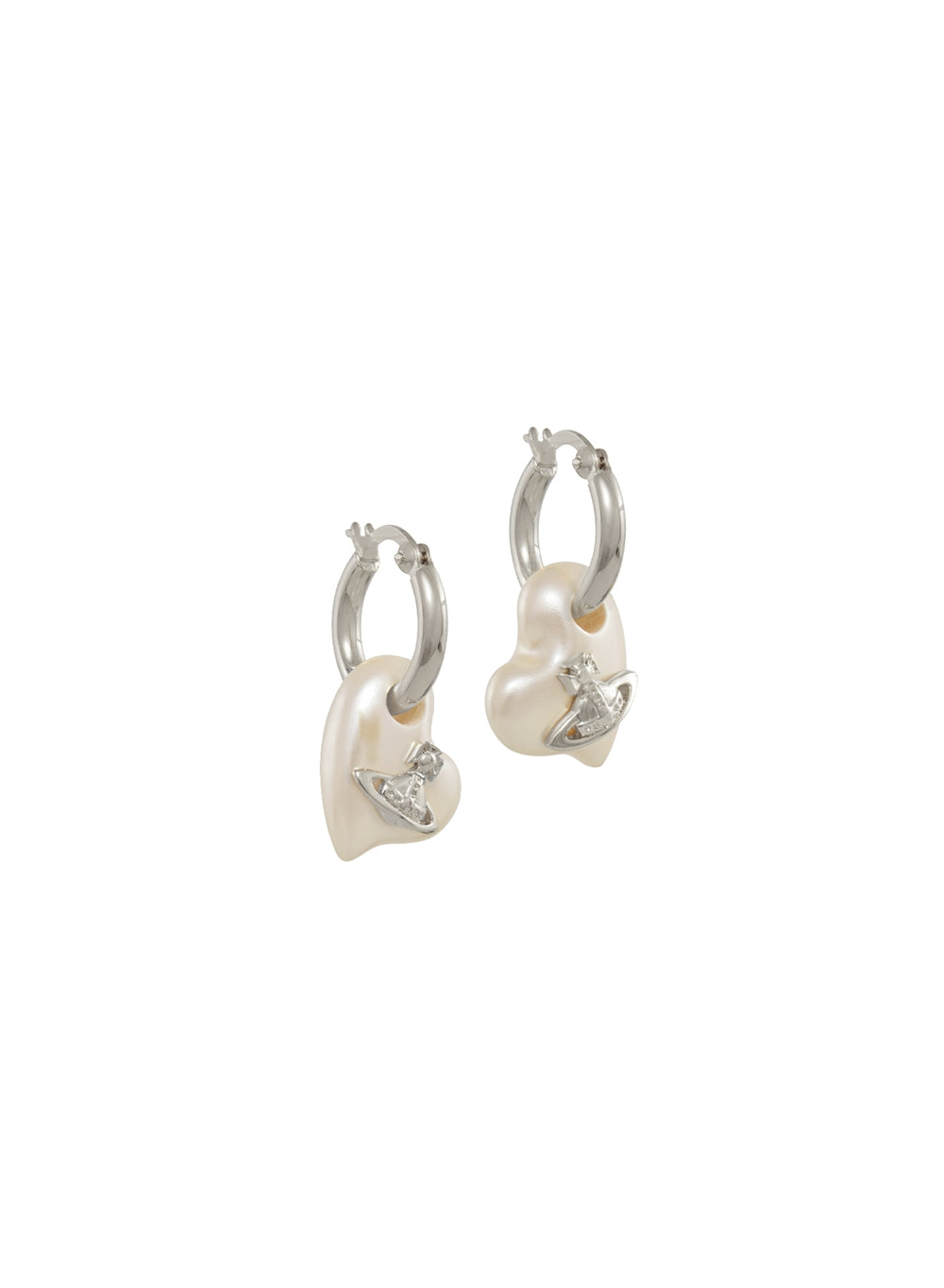Vivienne Westwood Silver Florentia Pearl Heart Hoops