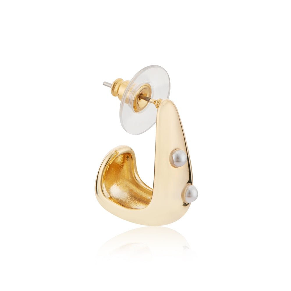 August Woods Gold Chunky Pearl Tear Earrings